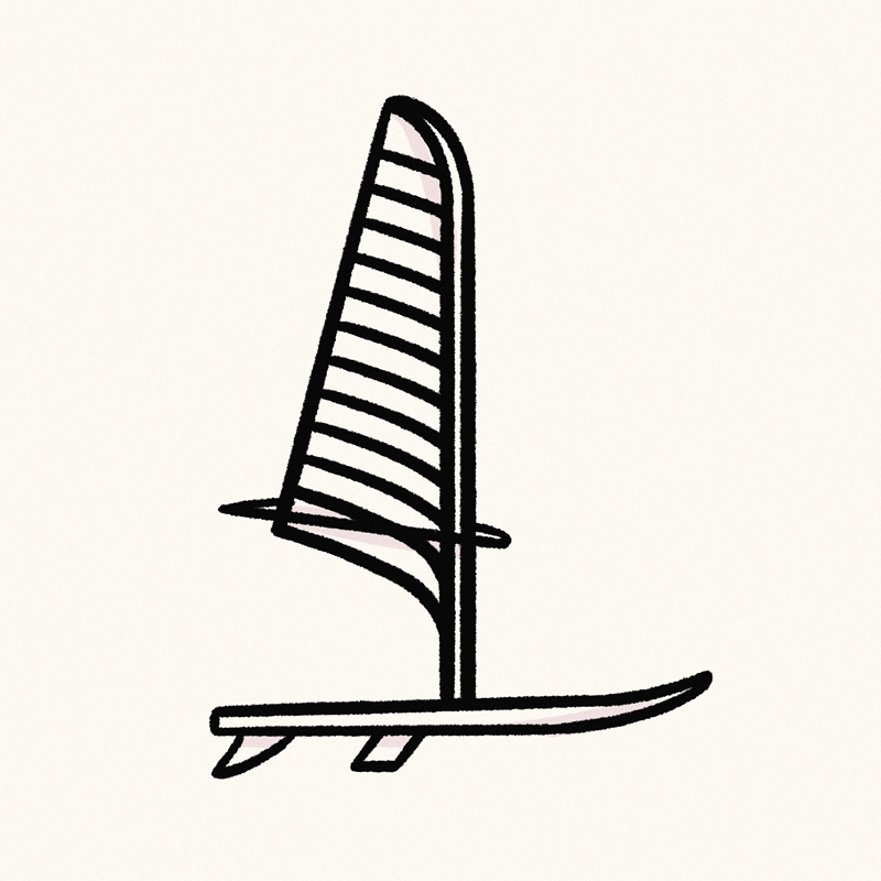 Hiéroglyphe moderne (symbole plume formant la voile d'une planche à voile)
