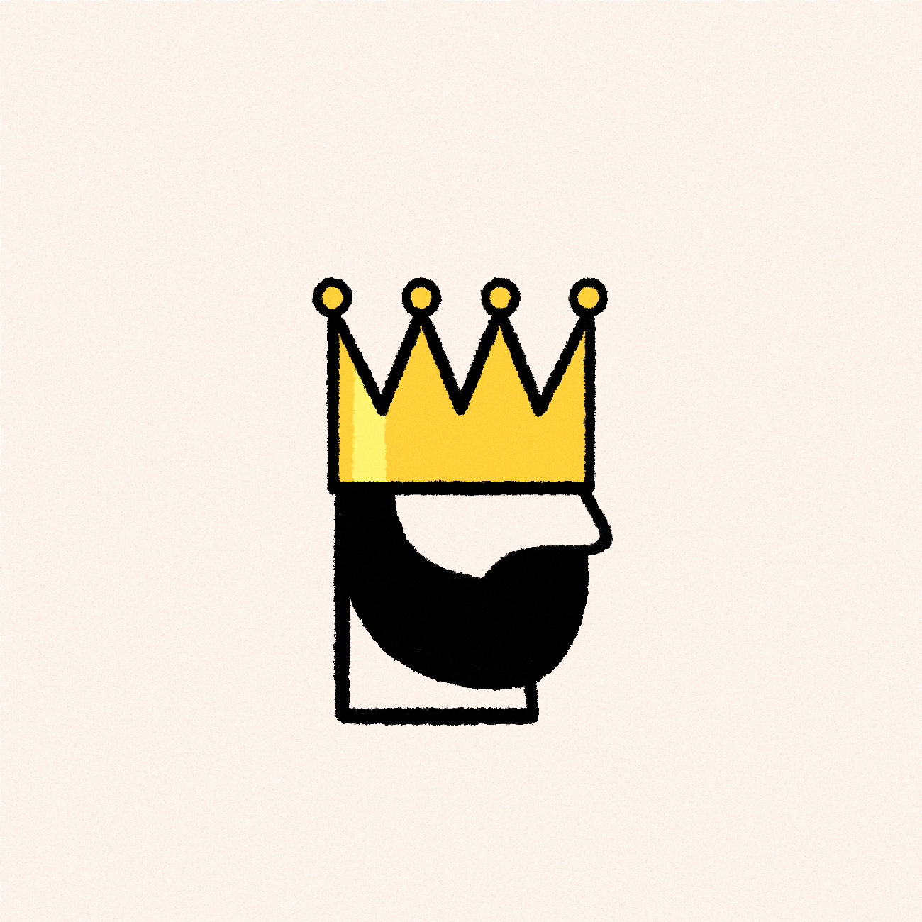 Une tête de roi avec une parodie de couronne