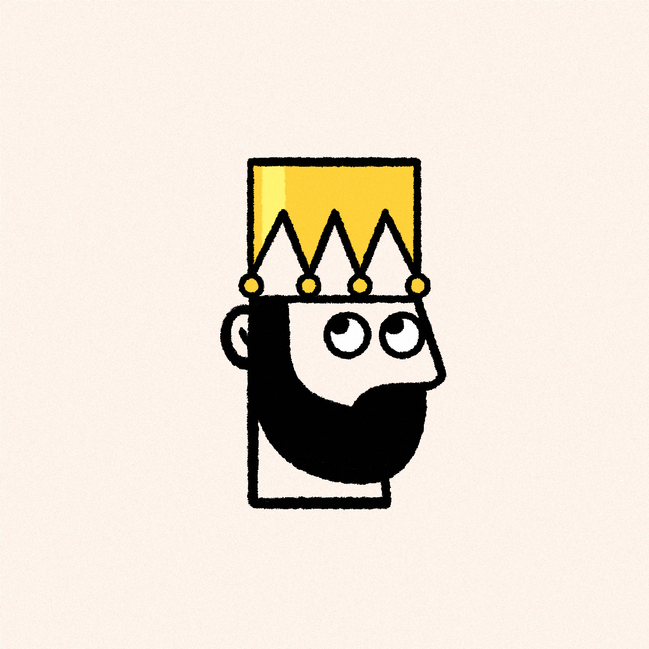 Une tête de roi avec une parodie de couronne